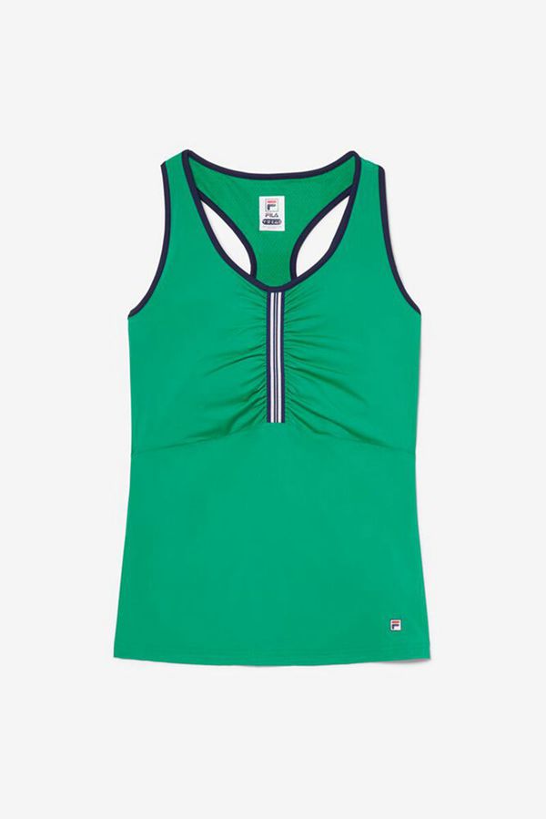 Fila Heritage Racerback Tennis Women's Tank Top - Green/Navy,NZ 426-37982